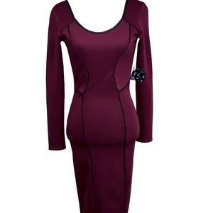Nasty Gal Bodycon Dress XS purple long sleeve midi